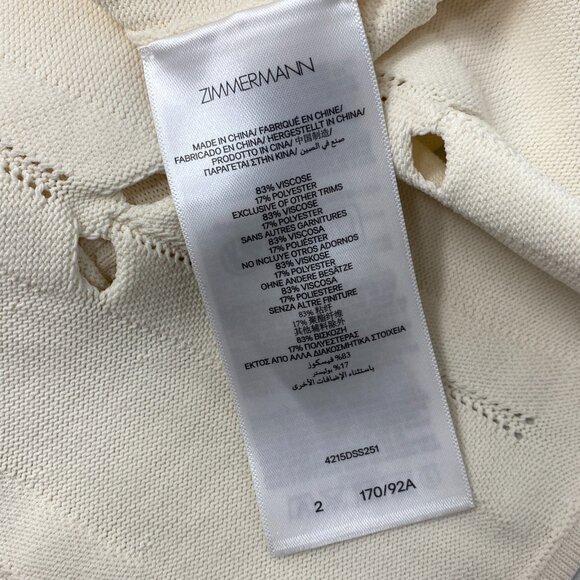 Zimmermann Rhiannon Pointelle Cream Sweater Dress Size 2 / US 8 NWT $750 - Picture 9 of 11